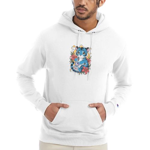 Mystic Blue Tiger Anime Potion Design – Cute tiger - Champion Unisex Powerblend Hoodie