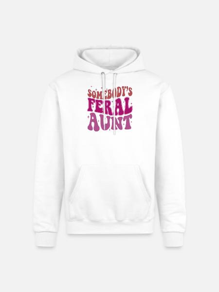 Somebody's Feral Aunt - Champion Unisex Powerblend Hoodie - white