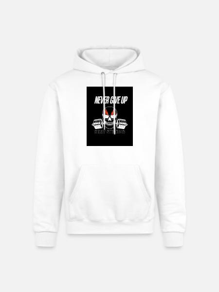 Never Give Up Skull Fitness - Champion Unisex Powerblend Hoodie - white