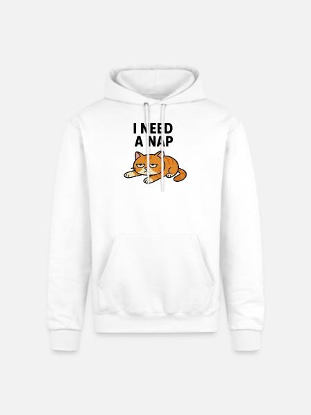 Grumpy Cat Lying Down Illustration - Champion Unisex Powerblend Hoodie - white