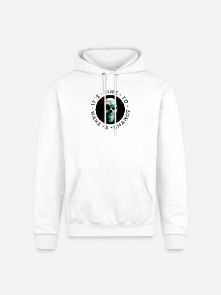 Neon Halftone Skull, Halloween, Skeleton - Champion Unisex Powerblend Hoodie - white