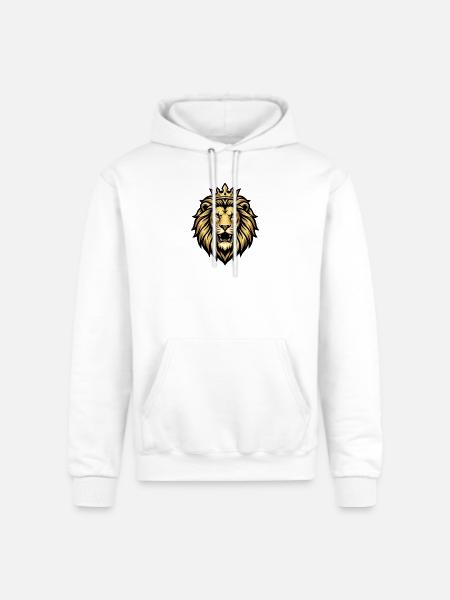 Gold Crowned Lion Emblem - Champion Unisex Powerblend Hoodie - white