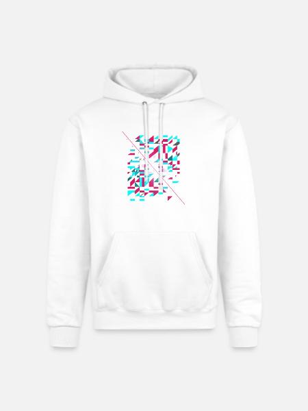 Neon Glitch Geomosaic - Champion Unisex Powerblend Hoodie - white