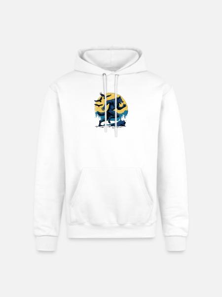 Running Werewolf with Crows - Champion Unisex Powerblend Hoodie - white