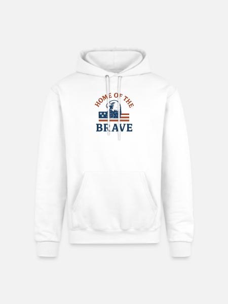 Patriotic Eagle with Bold Text - Champion Unisex Powerblend Hoodie - white