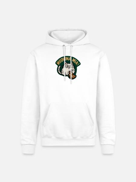 Meowma Mia Embroidered Patch - Champion Unisex Powerblend Hoodie - white