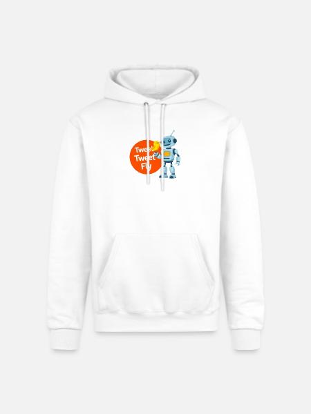 Robot and Bird Tweet Duo - Champion Unisex Powerblend Hoodie - white