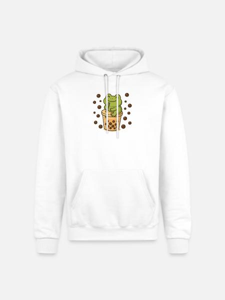 Frog Sipping Boba - Champion Unisex Powerblend Hoodie - white