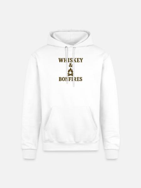 Whiskey & Bonfires Rustic Camp Graphic - Champion Unisex Powerblend Hoodie - white