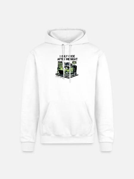 Midnight Coder Raccoon - Champion Unisex Powerblend Hoodie - white