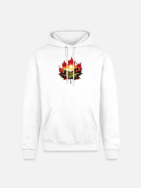 Autumn Maple Landscape - Champion Unisex Powerblend Hoodie - white