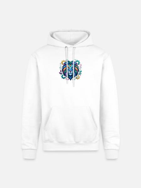 Vivid Circuit Lion Tech Art - Champion Unisex Powerblend Hoodie - white