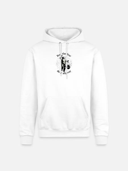 Astronaut Faces Fear Orbit - Champion Unisex Powerblend Hoodie - white