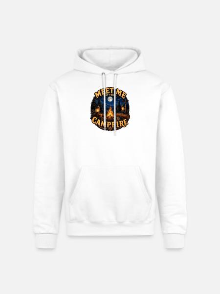 Meet Me Campfire Night - Champion Unisex Powerblend Hoodie - white