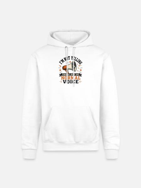 Normal Voice Megaphone Tee - Champion Unisex Powerblend Hoodie - white