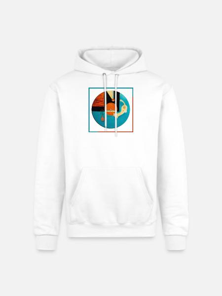 Abstract Cat Orbit Circle - Champion Unisex Powerblend Hoodie - white