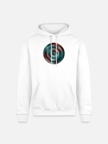 Spiral Teal Red Gradient Rings - Champion Unisex Powerblend Hoodie - white