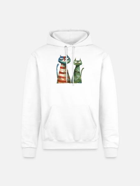 Funny Cat - Champion Unisex Powerblend Hoodie - white