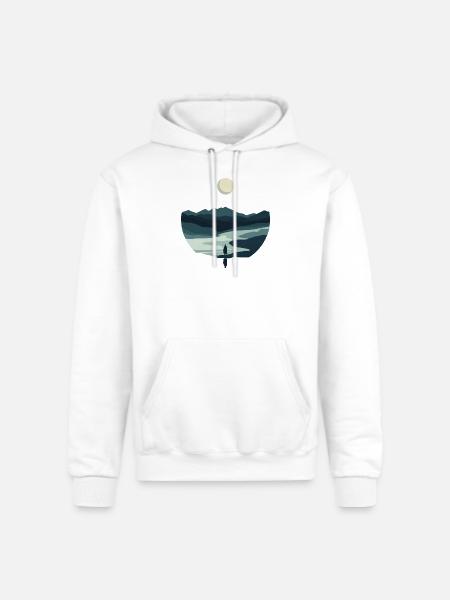 Moonlit Valley Silhouette - Champion Unisex Powerblend Hoodie - white