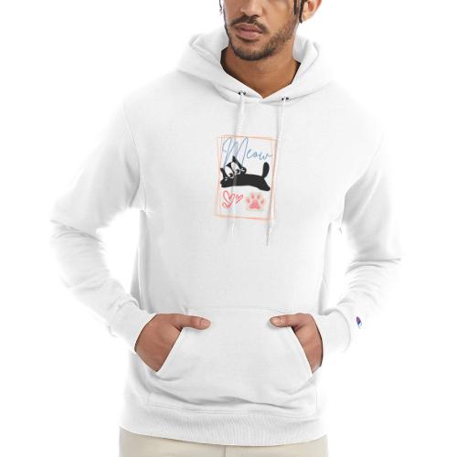 Meow Cat Paw Cute Kitty Lover Design - Champion Unisex Powerblend Hoodie