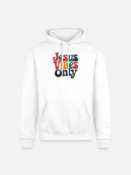 Festive Jesus Vibes Only Design - Champion Unisex Powerblend Hoodie - white