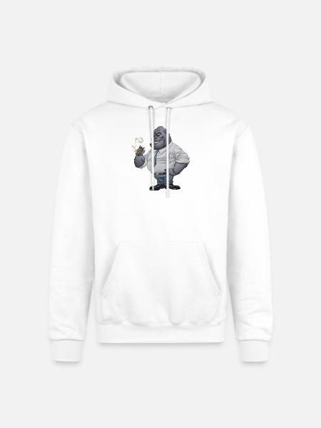Cigar Smoking Gorilla - Champion Unisex Powerblend Hoodie - white