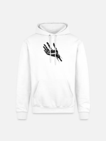 Futuristic Wireframe Hand Design - Champion Unisex Powerblend Hoodie - white