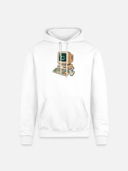 Retro Pixel Smile Computer - Champion Unisex Powerblend Hoodie - white