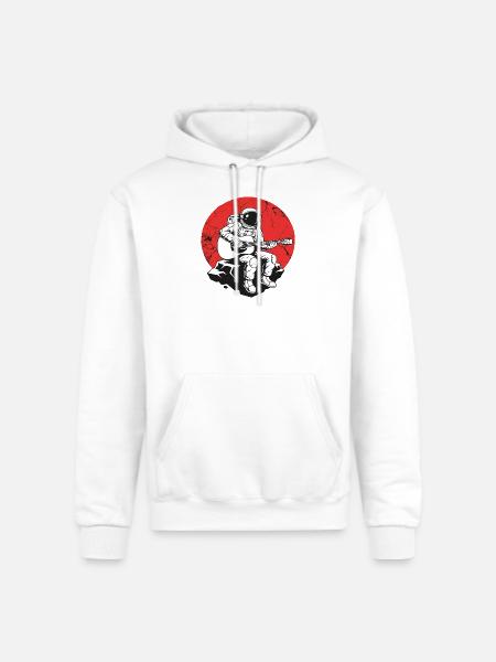 Astronaut Guitar on Red Rock - Champion Unisex Powerblend Hoodie - white