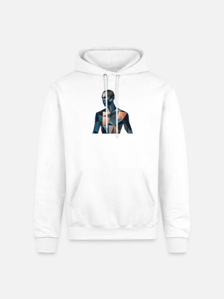 Blue Low-Poly Portrait - Champion Unisex Powerblend Hoodie - white