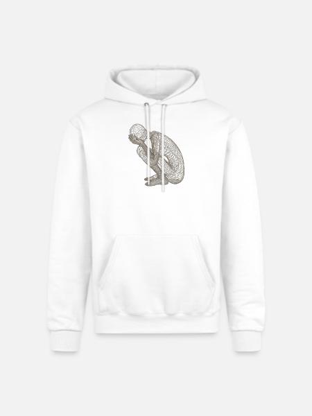 Wireframe Kneeling Figure - Champion Unisex Powerblend Hoodie - white