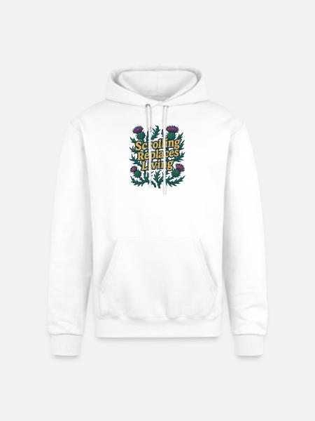 Scrolling Replaces Living Typography - Champion Unisex Powerblend Hoodie - white
