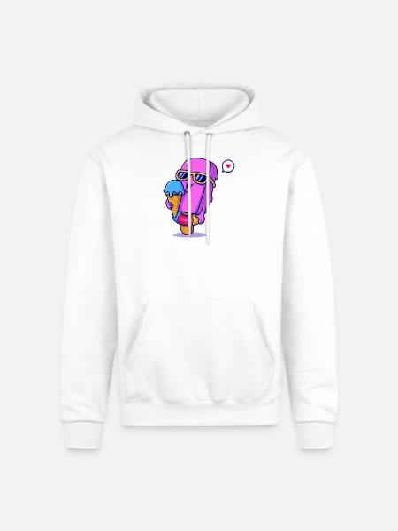 Sunny Pink Ice Pop Mascot - Champion Unisex Powerblend Hoodie - white