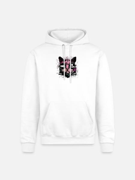 Rebel Cat Neon Splash Glasses - Champion Unisex Powerblend Hoodie - white