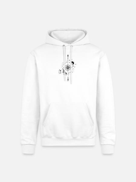 Mystic Mountain Moon Compass - Champion Unisex Powerblend Hoodie - white