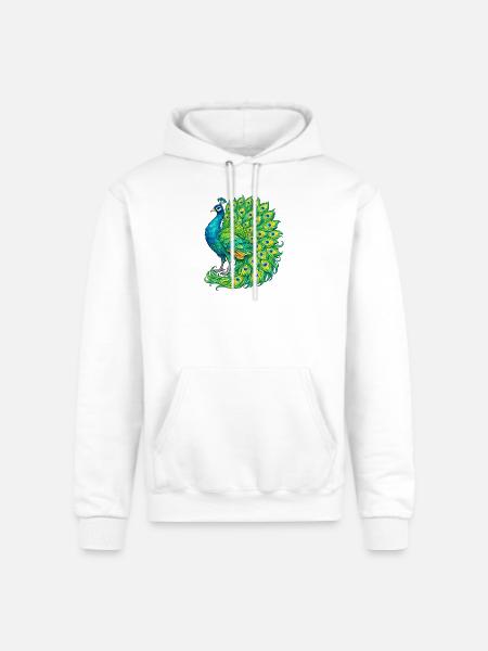 Vivid Peacock Cascade - Champion Unisex Powerblend Hoodie - white