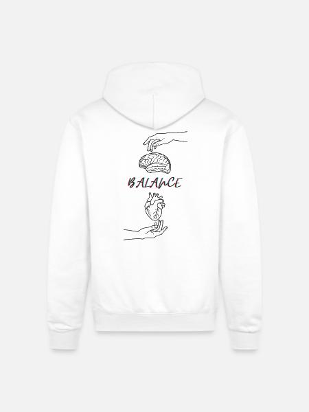 The Balance = Brain & Heart - Champion Unisex Powerblend Hoodie - white