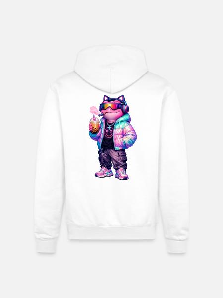 Retro CyberPunk Frog - Champion Unisex Powerblend Hoodie - white