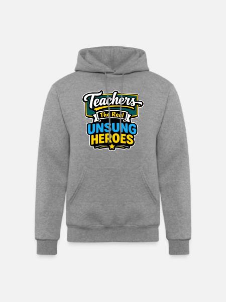 Teachers The Real Unsung Heroes - Champion Unisex Powerblend Hoodie - heather gray