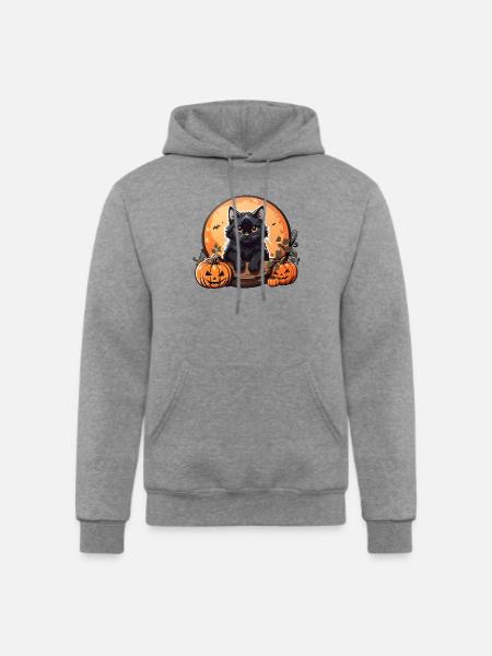 Halloween Cat - Champion Unisex Powerblend Hoodie - heather gray