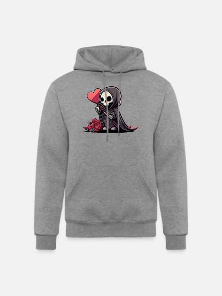 Valentine Grim Reaper - Champion Unisex Powerblend Hoodie - heather gray