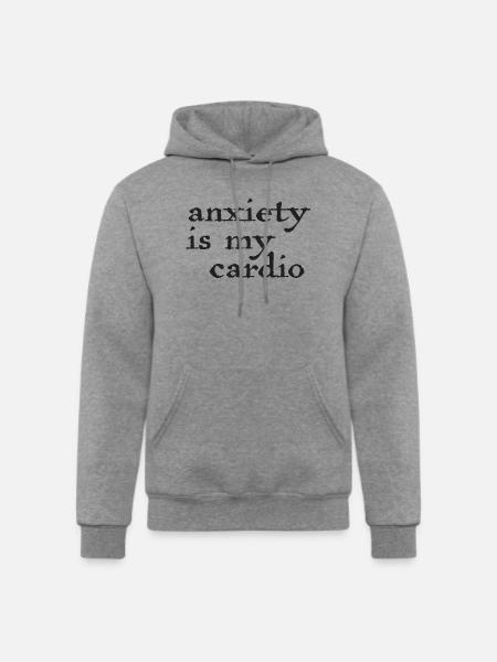 Anxiety Is My Cardio - Champion Unisex Powerblend Hoodie - heather gray