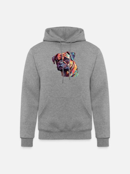 Pug Polygon - Champion Unisex Powerblend Hoodie - heather gray
