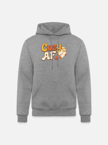 Cozy AF Autumn Socks - Champion Unisex Powerblend Hoodie - heather gray