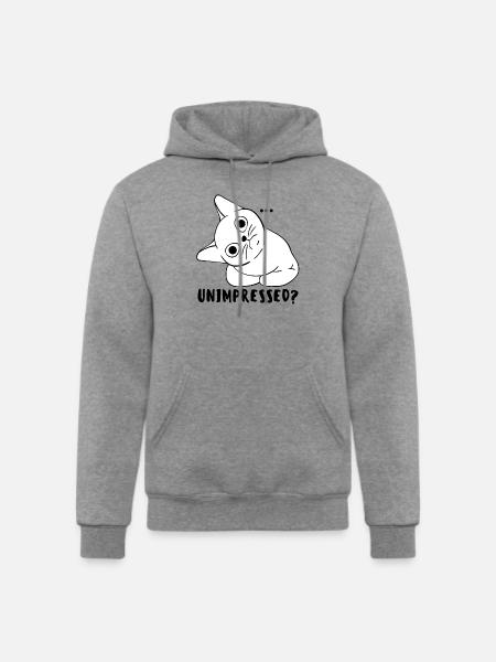 Unimpressed Funny Angry Cat - Champion Unisex Powerblend Hoodie - heather gray