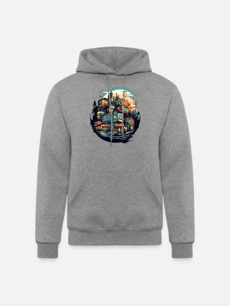 Small Town City - Champion Unisex Powerblend Hoodie - heather gray