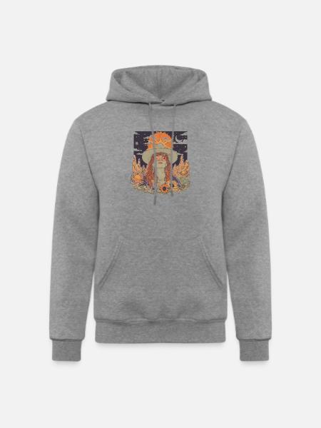 Mystic Sunflower Dreamer Illustration - Champion Unisex Powerblend Hoodie - heather gray