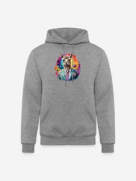 Alpaca in suit - Champion Unisex Powerblend Hoodie - heather gray