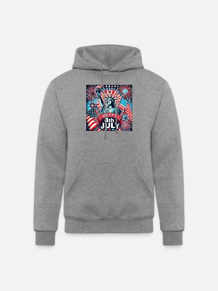 July 4th - Champion Unisex Powerblend Hoodie - heather gray