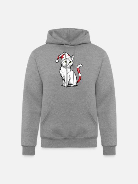 White Christmas Cat - Champion Unisex Powerblend Hoodie - heather gray